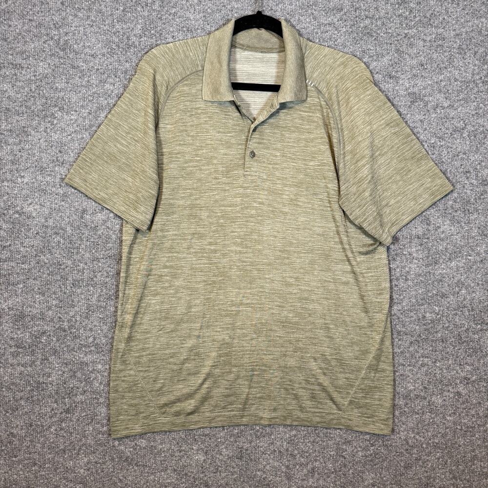 Lululemon Shirt Mens Medium‎ Green Polo Short Sleeve Performance Stretch